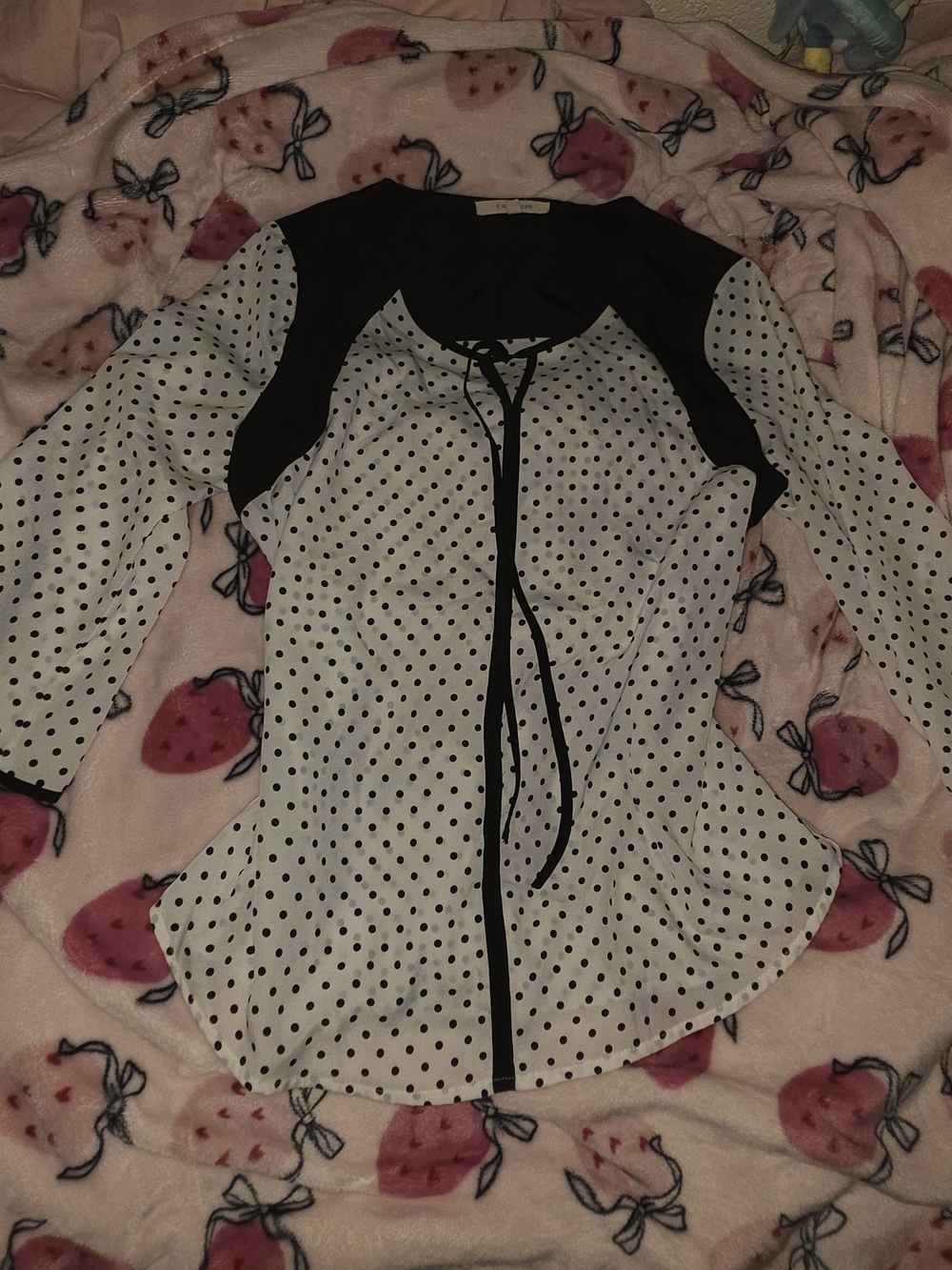 41 Hawthorn Black and White Polka Dot Tie-Front Blouse